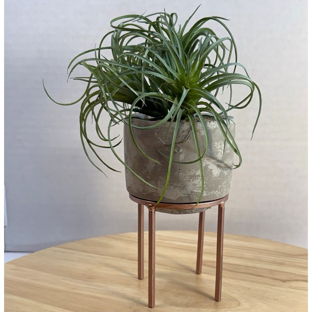Copper Metal Freestanding Plant Stand Small Round Modern Indoor Pot Holder 9in